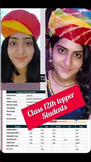 class 12th topper student | RBSE board exam 2024 | #topper | congratulations dear 🎉🎉🎉