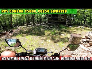 (E12) Beautiful day for a ride, Offroading to Samurai Steves cabin, Motoriders secret fishing spot