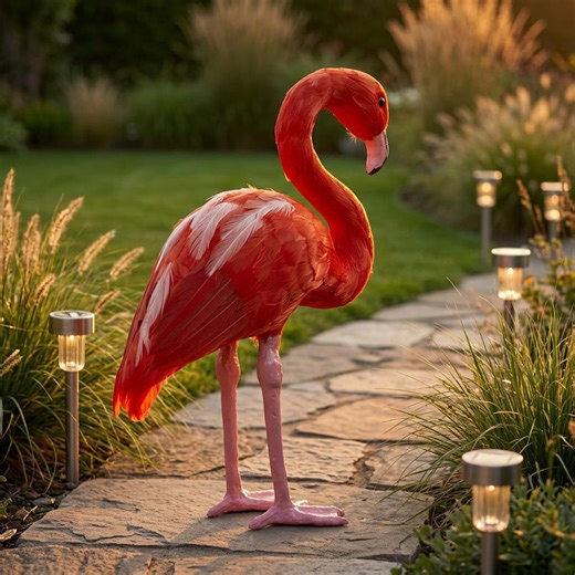 Flamingo Garden Statue, Bird Sculpture, Garden Figurine, Outdoor Bird Decor, Bird Lovers Gift, Pink Bird Ornament, Yard Flamingo - Etsy