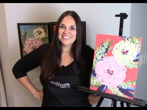 Full Virtual Paint and Sip Party with complete instructions! - How to Paint a Floral Design - Easy!