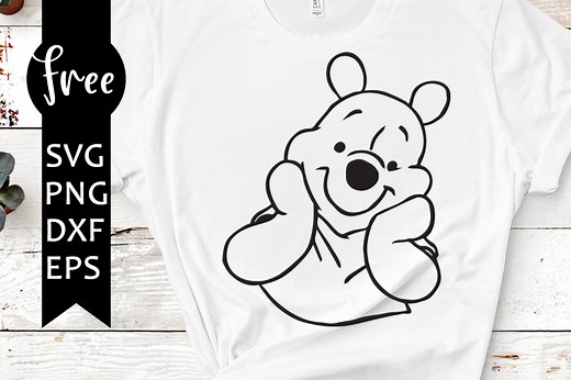 Winnie the pooh svg free, disney svg, cartoon svg, instant download, silhouette cameo, bear winnie svg, outline svg, shirt design 0734
