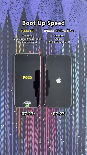 Poco F7 vs iPhone 13 Pro Max Boot Up Speed (Android 16 vs iOS 26.3)