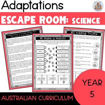 ESCAPE ROOM: Reading Comprehension, Adaptations Grade 5