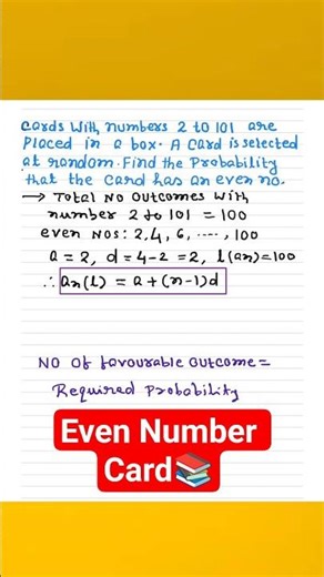 Probability Question | Number on Card is Even #maths #shorts