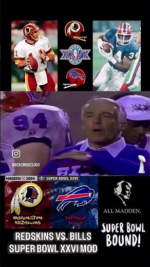 Madden NFL 2004 Mod - 1991 Washington Redskins vs. 1991 Buffalo Bills | Super Bowl XXVI