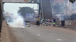 Police in riot gear cracked down on demonstrators who threw rocks and burnt tyres in Guinea, the latest in a series of protests against the military government that seized power in 2021 and has been slow to hand power back to civilians https://reut.rs/3LY3z6H | Reuters