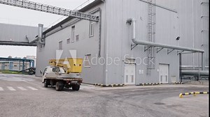 Industrial Enterprise, Technical Machine, Machine Operation. Large industrial enterprise, technical machine is passing by.