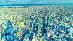 鳥瞰で望む大都会 大阪タイムラプス