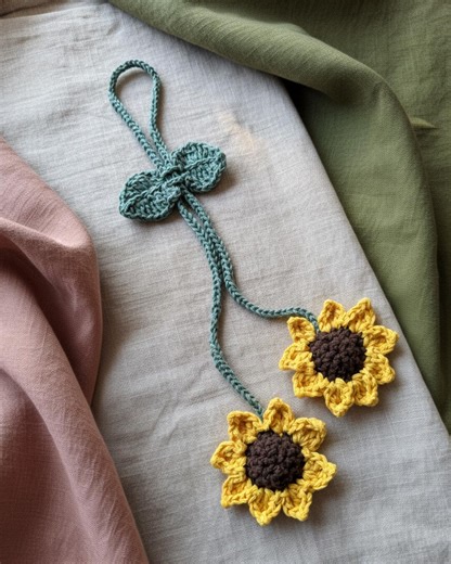 Crochet Sunflowers Car Charm | Handmade Rearview Mirror Hanger - Etsy