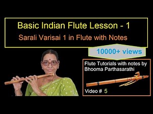 Flute Basic Lesson 1 - Sarali Varisai 1 in Flute with Notes and Fingering | Carnatic Flute Video # 5