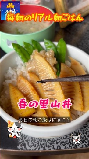 「春の里山丼」 #簡単レシピ #まいにちごはん #料理 #朝丼 #自炊 #おうちごはん #レシピ動画 #朝ごはん #麦ご飯 #料理動画 #たけのこ #穂先 #キヌサヤ #cooking #うど味噌