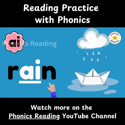 Digraph /ai/ Words Reading Practice with Phonics Digraphs are two letters and one sound. Watch to understand. Watch more phonics lesson videos on the Phonics Reading YouTube Channel. . . #phonics #learntorea #engliah #reading | Phonics Reading