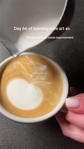 Day 66 if learning latte art ar home with our lovely coffee machine : The Sage Barista Express☕️ ..that last part… #latteart #lesrning #coffee #espresso