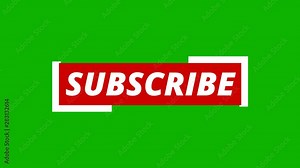 animated subscribe button for Youtube - isolated on a green background - alpha channel + green screen - motion graphics animation - up to 60