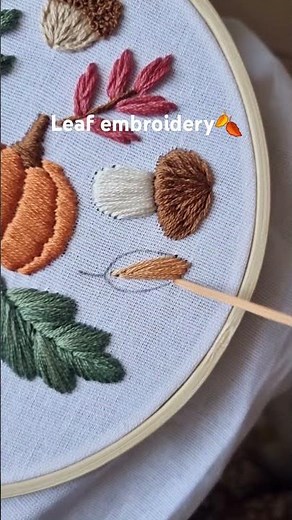 Stitching Autumn Leaves 🍂 | Fall Motifs Embroidery Pattern #embroidery #stitch #tutorial #diy #craft