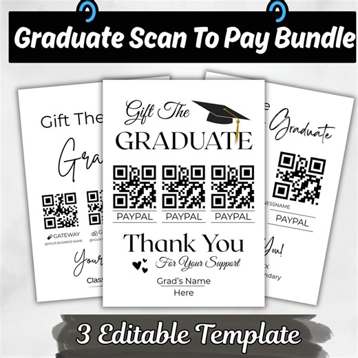 Editable Graduation QR Code Sign Template, Grad Party Venmo Paypal Sign, Senior Class Gift Table Decor Digital Download - Etsy
