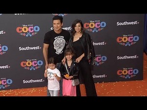 Mario Lopez, wife Courtney Laine Mazza and children at Coco Premiere