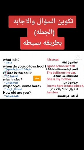 تكوين السؤال والاجابه (الجمله) بطريقه بسيطه