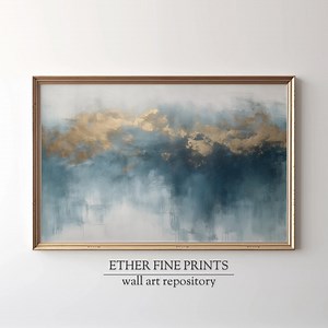 Blue & Gold Abstract | PRINTABLE Art | Landscape Painting | Neutral Decor - Etsy