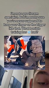 I’m not a pro firearm specialist. But I’m pretty sure you’re never supposed to keep your finger on the trigger like that. What horrible training has 🧊 had? #ice #hielo #training #firearms #2a DT | Butimnotatrader