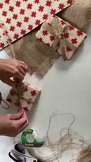 How to Wrap a Present and Trim with Burlap Ribbon