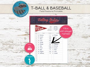 Printable T-ball & Baseball Batting Order | Game Day Lineup Organizer | Instant Download - Etsy