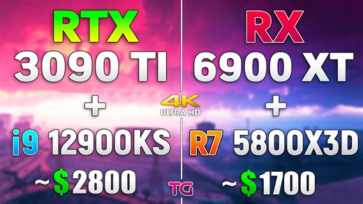 RTX 3090 Ti + i9 12900KS vs RX 6900 XT + Ryzen 7 5800X3D - Test in 4K