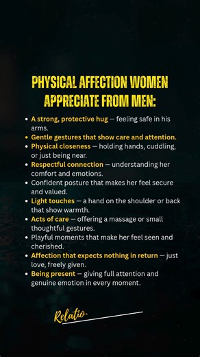 3.5K views · 20 reactions | Physical Affection Women Appreciate from Men: | Relation & Love Fact | Facebook