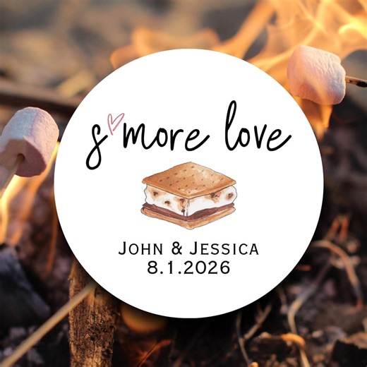 S'more Love Wedding Favor Labels | Watercolor Smore Stickers | Rustic Wedding Tags | Campfire Celebration Thank You Gift Labels - Etsy