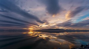 Timelapse of sunset over Utah Lake reflecting in the water
