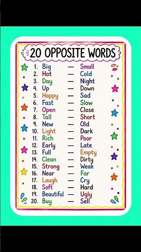 20 Opposite words | Opposite words In English | English Vocabulary