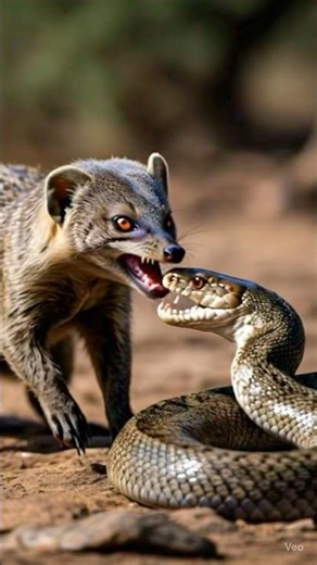 Mongoose Fiercely Chews Down the Giant Snake 🐍🔥"