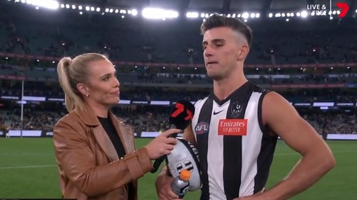 Nick Daicos speaks to Channel 7 after Collingwood win over Richmond