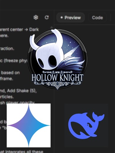 HOLLOW KNIGHT ОТ ИИ! 😱 #hollowknight #hollowknightfanart #silksong #metroidvania #метроидвания #рыцарь #teamcherry #deepseek #deepseekcoder #gemini #google #ai #нейросеть #битванейросетей #chatgpt #claude #программирование #coding #gamedev #разработкаигр #python #unity #csharp #code #программист #созданиеигр #it #айти #html