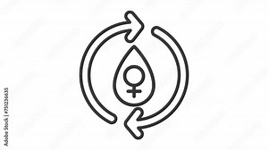 Menstrual cycle line animation. Menstrual health animated icon. Gynecological hygiene. Period women menses. Black illustration on white background. HD video with alpha channel. Motion graphic
