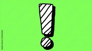exclamation mark doodle hand drawing looping animation cute cartoon comic style green screen