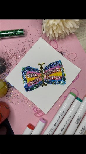 Glitter Butterfly Art – Easy Sparkle Drawing for Kids & Adults | DIY Glitter Painting