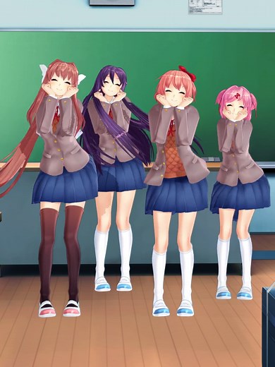MMD Doki Doki Literature Club: Sayori, Yuri, Natsuki, Monika