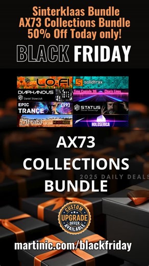 Martinic on Instagram: "🎁 Black Friday Season Deal of the Day: 50% off Sinterklaas Bundle (all AX73 preset Collections) 🕰 🎶 Get this bundle & unlock todays Bandcamp Friday AX73 Taster Collection (free)"