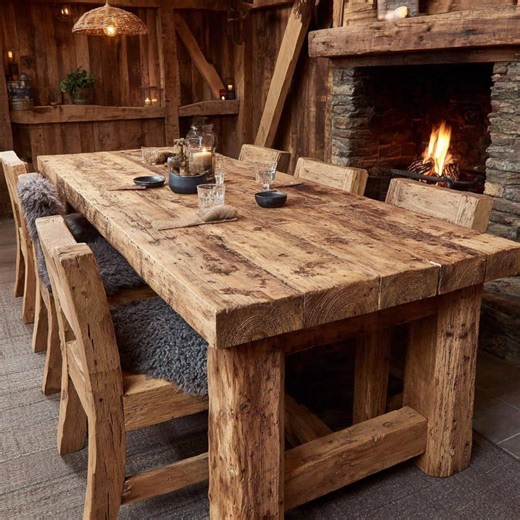 Solid Oak Dining Table, Rustic Farmhouse Kitchen Furniture, Custom Handmade Wood - Etsy