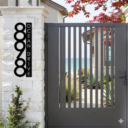 Custom Vertical Address Sign, Personalized House Number Plaque, Metal Street Name Sign for Outdoor - Etsy