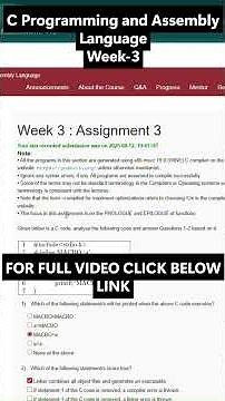 NPTEL C Programming and Assembly Language Week 3 Overview | NOC25-CS114 | IIT Madras | Jul–Dec 2025