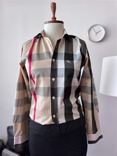 Vintage Burberry Nova Check Shirt Women | Classic Beige Plaid Button up Blouse - Etsy