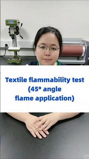 Textile flammability test (45° angle flame application)