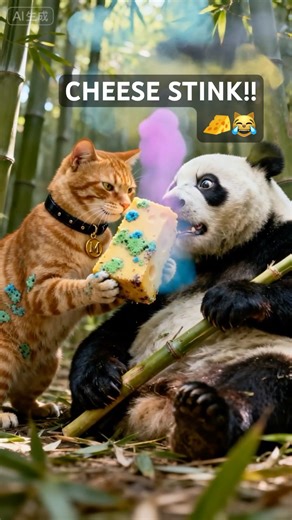 Funny Showdown!! Wacky Cheese Wakes the Panda 🧀🐼🐱😂 #shorts