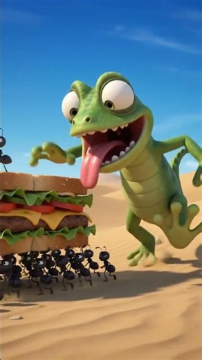 Ant Colony Steals a Giant Cheeseburger Before Hungry Lizard Arrives! 🐜🍔🦎 | Funny AI Animation
