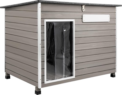 Gowoodhut Large Dog House, Outdoor & Indoor Wooden Dog Kennel for Medium to Large Dogs,43.6" L Natural Fir Wood Dog Houses with Weatherproof Roof, Removable Floors, Raised Feet