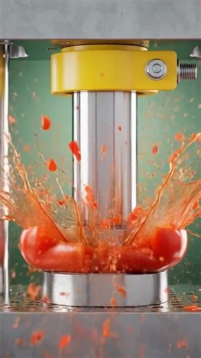 Hydraulic Press vs Tomato – Slow Motion Crush