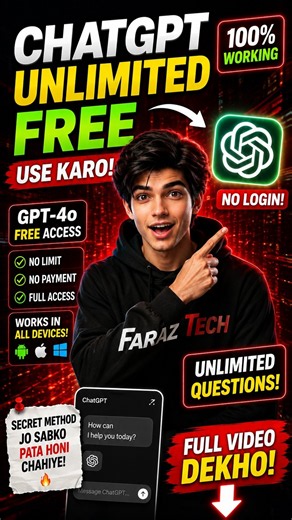 ChatGPT UNLIMITED FREE 😱 | Free ChatGPT Ka Secret Method 🔥 | 100% Working