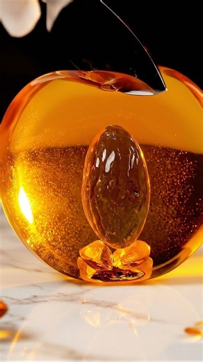 ASMR licing glass peach 🍑💎 (watch the seed explode)